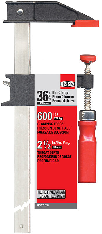 Bessey 36 in. X 2-1/2 in. D Clutch Style Bar Clamp 600 lb 1 pk