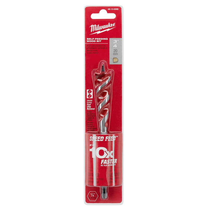 Milwaukee Speed Feed 3/4 in. X 6-1/2 in. L Steel Self-Feeding Wood Bit Quick-Change Hex Shank 1 pc