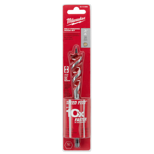 Milwaukee Speed Feed 3/4 in. X 6-1/2 in. L Steel Self-Feeding Wood Bit Quick-Change Hex Shank 1 pc