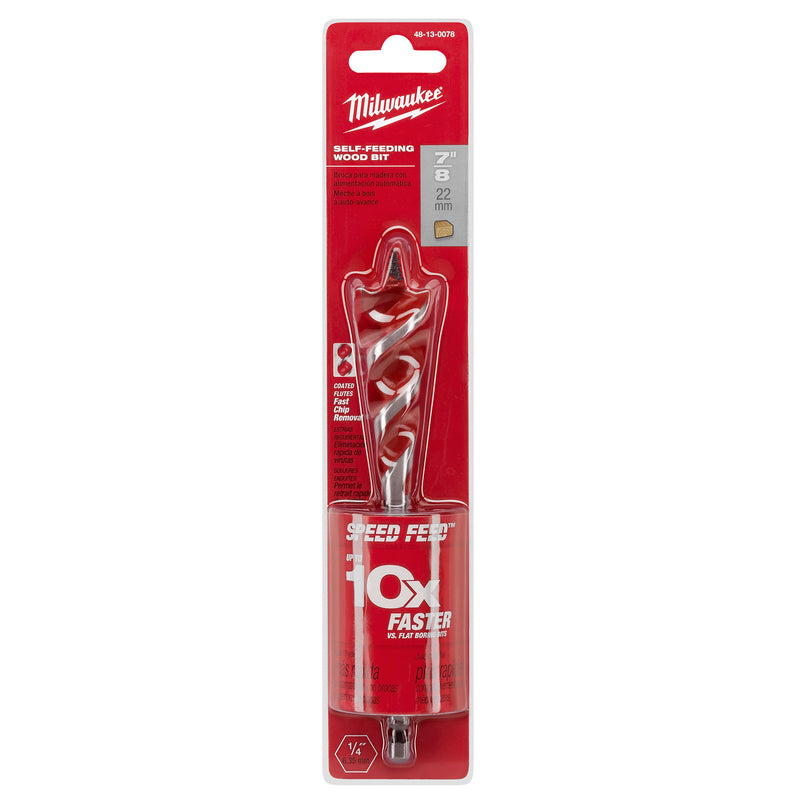 Milwaukee Speed Feed 7/8 in. X 6-1/2 in. L Steel Self-Feeding Wood Bit Quick-Change Hex Shank 1 pc
