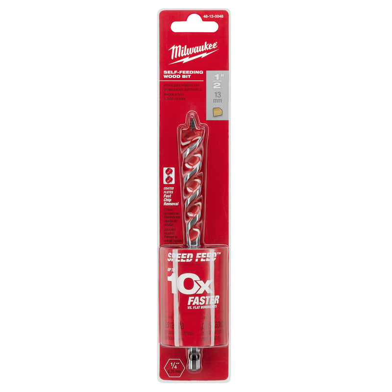 Milwaukee Speed Feed 1/2 in. X 6-1/2 in. L Steel Self-Feeding Wood Bit Quick-Change Hex Shank 1 pc