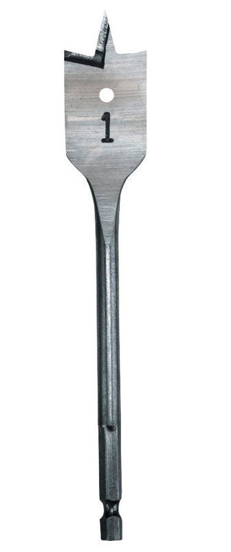 Milwaukee 1-1/4 in. X 6 in. L Heat-Treated Steel Flat Boring Bit Quick-Change Hex Shank 1 pc