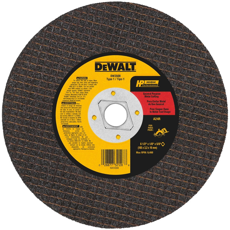 DeWalt High Performance 6-1/2 in. D X 5/8 in. X 1/8 in. thick Aluminum Oxide Metal Cutting Saw Blade