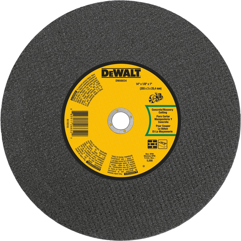 DeWalt High Performance 14 in. D X 1 in. X 1/8 in. thick Aluminum Oxide Masonry Cut-Off Wheel 1 pk