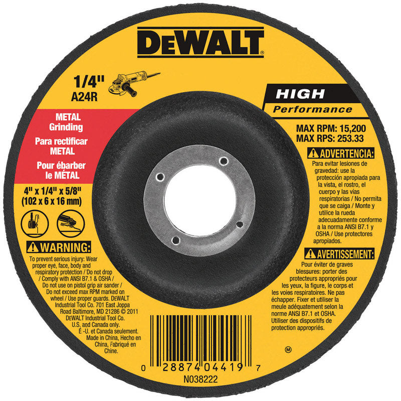DeWalt 4 in. D X 5/8 in. X 1/4 in. thick Grinding Wheel 1 pc