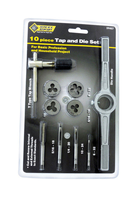 Steel Grip SAE 6-32, 10-24, 1/4-20, 5/16-18 Tap and Die Set