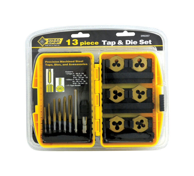 Steel Grip SAE 6-32, 8-32, 10-24, 10-32, 1/4-20, 5/16-8 Tap and Die Set