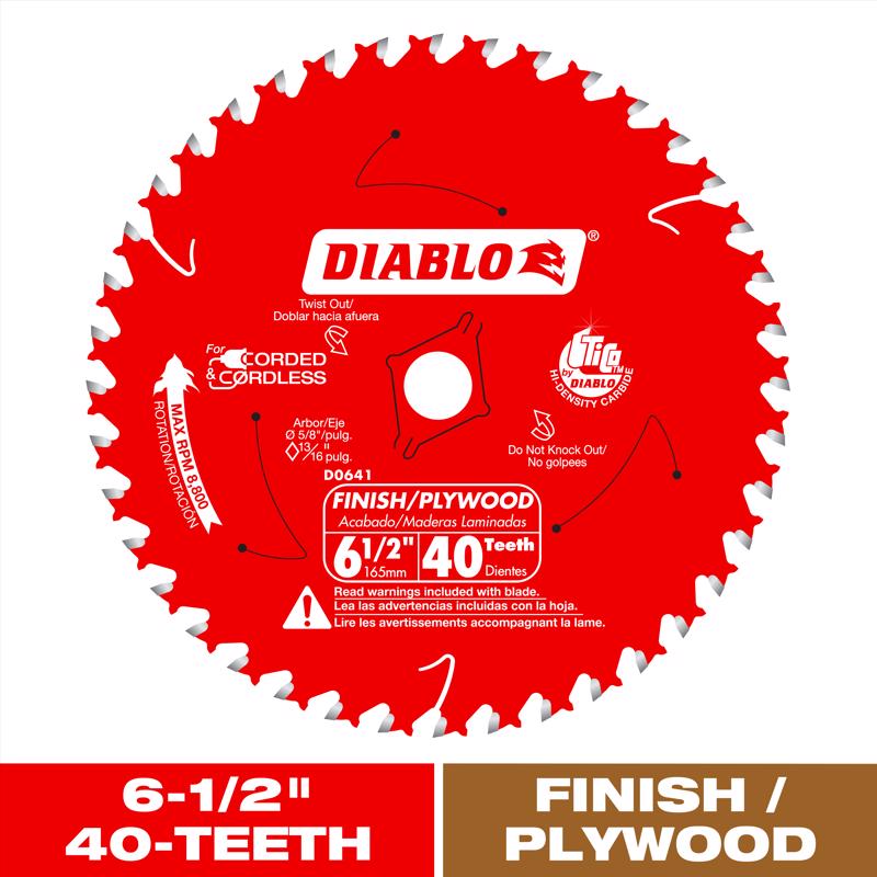 Diablo 6-1/2 in. D TiCo Hi-Density Carbide Finishing Saw Blade 40 teeth 1 pk