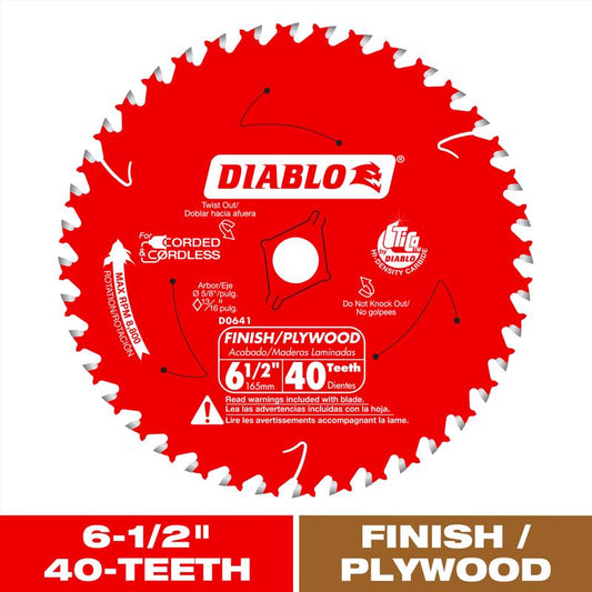 Diablo 6-1/2 in. D TiCo Hi-Density Carbide Finishing Saw Blade 40 teeth 1 pk