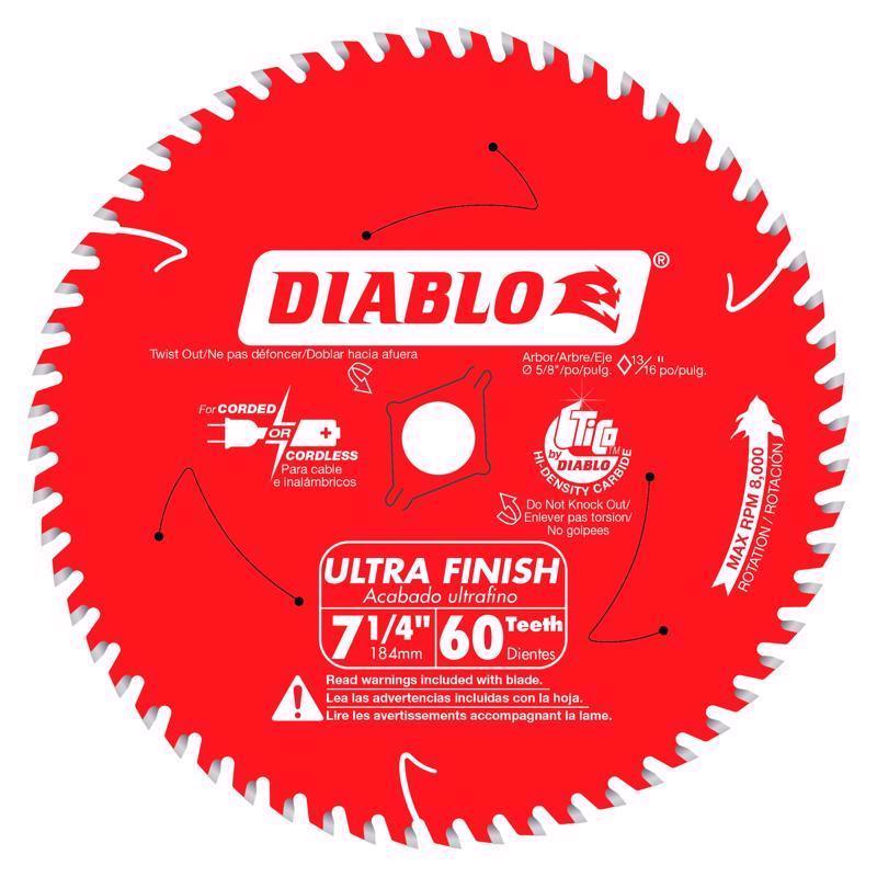 Diablo 7-1/4 in. D TiCo Hi-Density Carbide Circular Saw Blade 60 teeth 1 pk