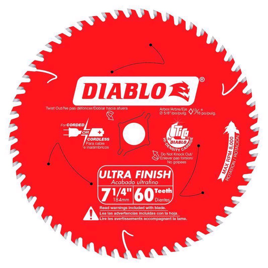 Diablo 7-1/4 in. D TiCo Hi-Density Carbide Circular Saw Blade 60 teeth 1 pk