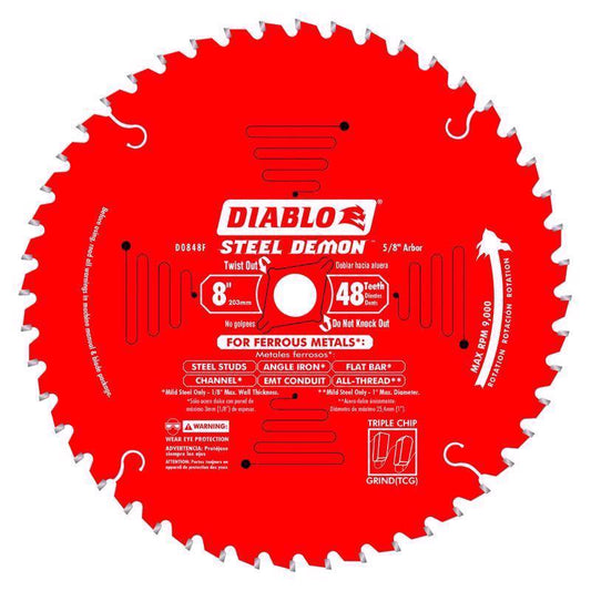 Diablo Steel Demon 8 in. D TiCo Hi-Density Carbide Metal Saw Blade 48 teeth 1 pk