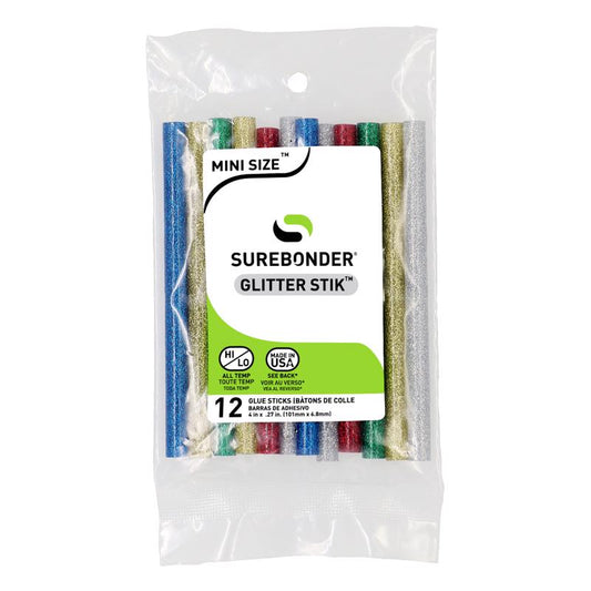 Surebonder 0.3 in. D X 4 in. L Glitter Glue Sticks Assorted Colors 12 pk