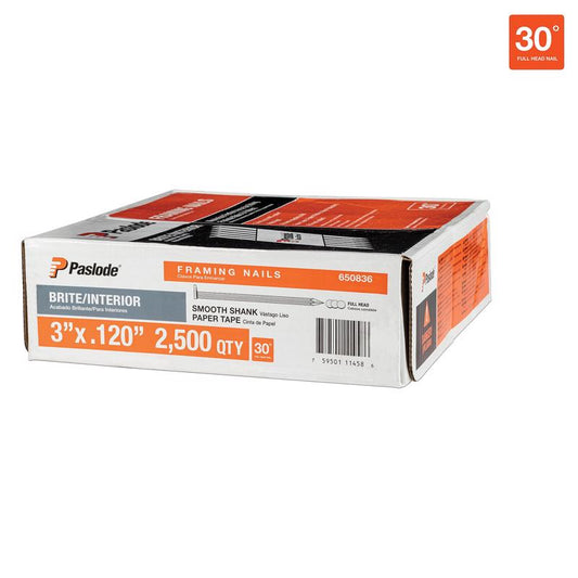 Paslode 3 in. L Paper Strip Brite Framing Nails 30 deg 2500 pk