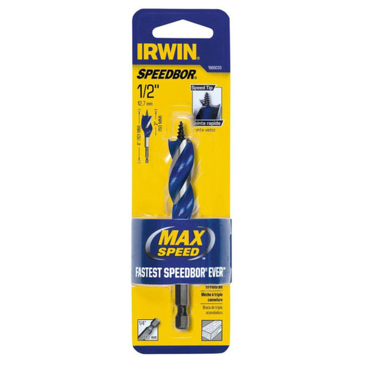 IRWIN Speedbor 1/2 in. X 4 in. L Carbon Steel Wood Boring Bit Quick-Change Hex Shank 1 pc