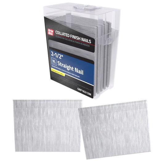Grip-Rite 2-1/2 in. L X 16 Ga. Straight Strip Electro Galvanized Finish Nails 1000 pk
