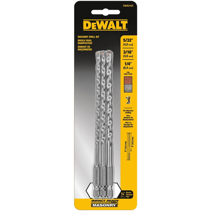DeWalt Assorted Carbide Tipped Impact Drilling Set Hex Shank 3 pc