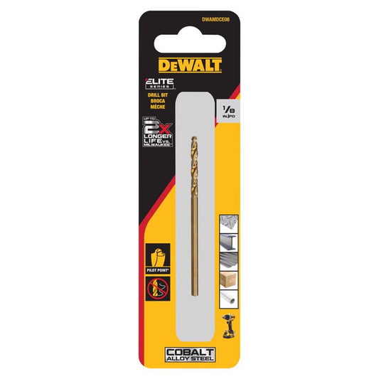 DeWalt ELITE SERIES 1/8 in. X 2 3/4 in. L Cobalt Steel Split Point Drill Bit Round Shank 1 pc