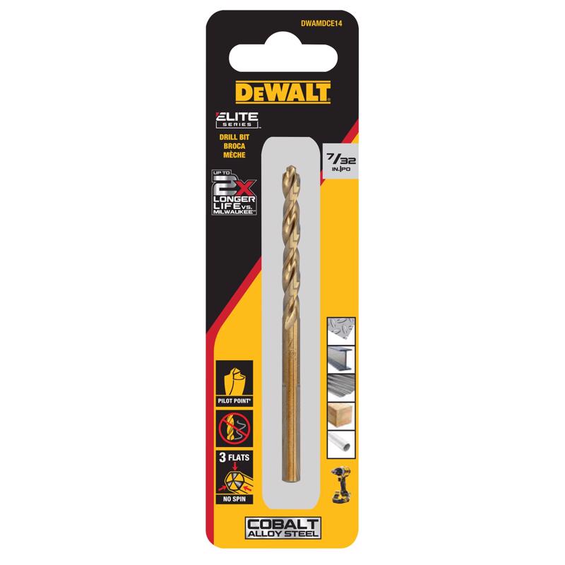 DeWalt ELITE SERIES 7/32 in. X 3 3/4 in. L Cobalt Steel Pilot Point Drill Bit Round Shank 1 pc