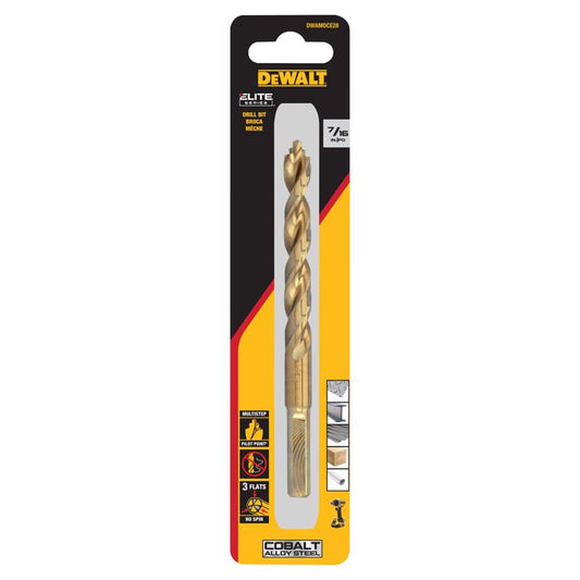 DeWalt ELITE SERIES 7/16 in. X 5 1/2 in. L Cobalt Steel Pilot Point Drill Bit Round Shank 1 pc