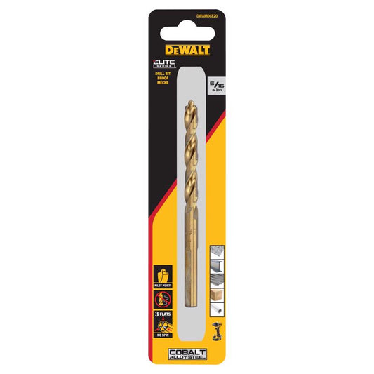 DeWalt ELITE SERIES 5/16 in. X 4 1/2 in. L Cobalt Steel Pilot Point Drill Bit Round Shank 1 pc