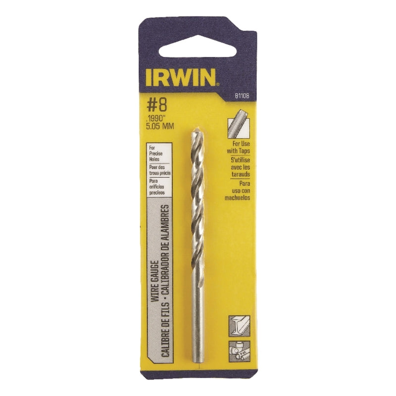 IRWIN #8 X 3-5/8 in. L High Speed Steel Jobber Length Wire Gauge Bit Straight Shank 1 pk