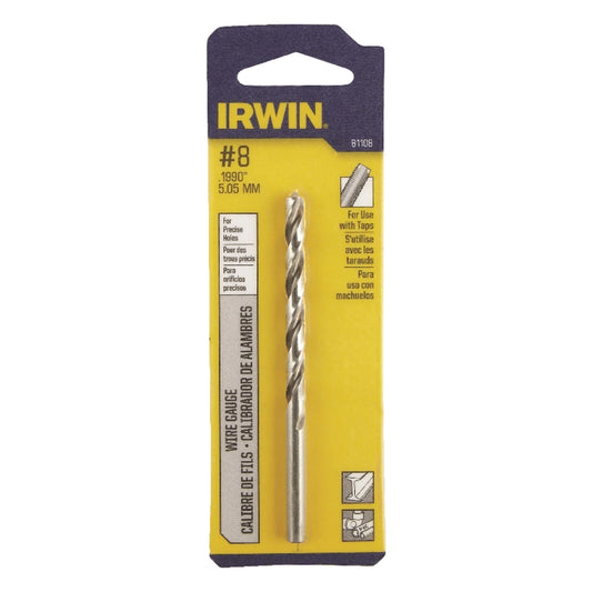 IRWIN #8 X 3-5/8 in. L High Speed Steel Jobber Length Wire Gauge Bit Straight Shank 1 pk
