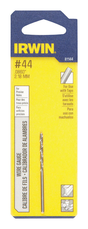 IRWIN #44 X 2-1/8 in. L High Speed Steel Jobber Length Wire Gauge Bit Straight Shank 1 pk