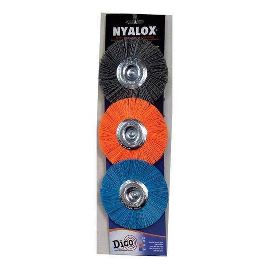 Dico Nyalox 4 in. D X 1/4 in. Aluminum Oxide Wheel Brush Assortment Mandrel Mounted Wheel Brush Asso
