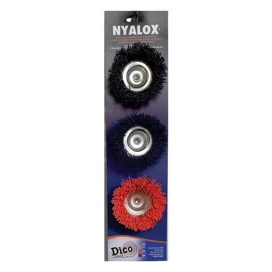 Dico Nyalox 2.5 in. D X 1/4 in. X 1/4 in. D Crimped Nylon Mandrel Mounted Cup Brush 4500 rpm 1 pc