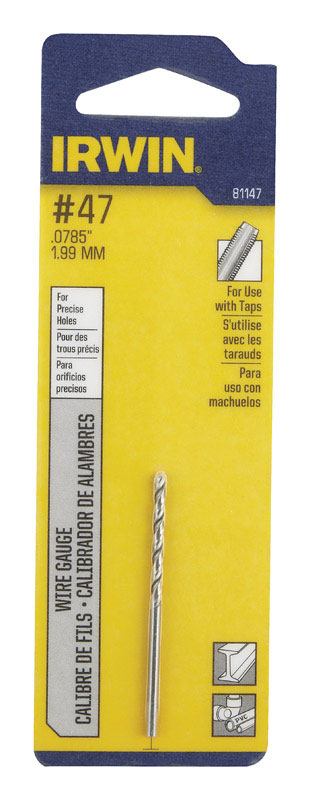 IRWIN #47 X 2 in. L High Speed Steel Jobber Length Wire Gauge Bit Straight Shank 1 pk