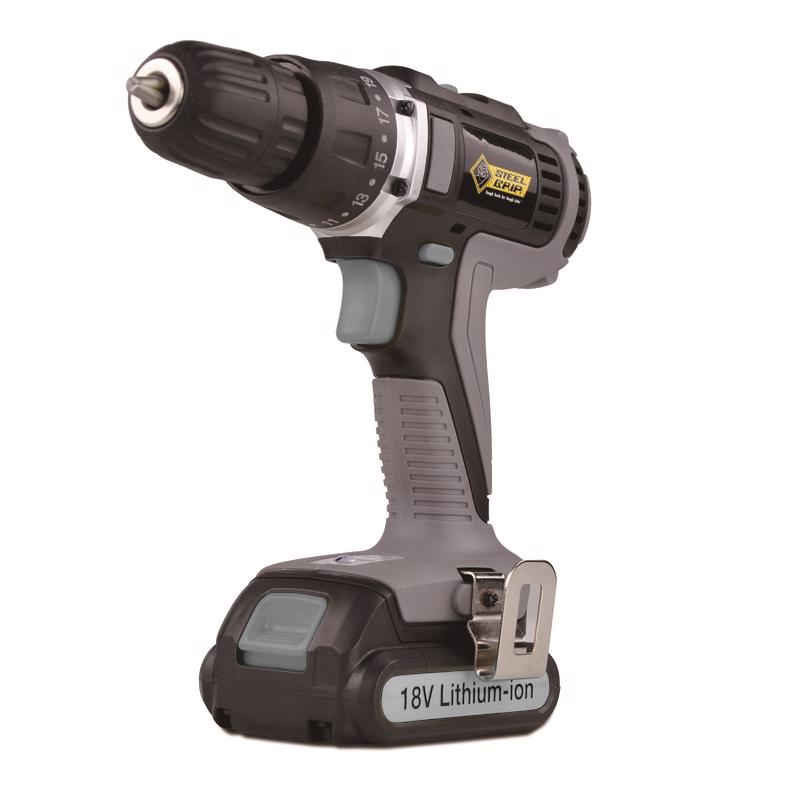 Steel Grip 18V 3/8 in. Brushed Cordless Drill Kit (Battery & Charger)