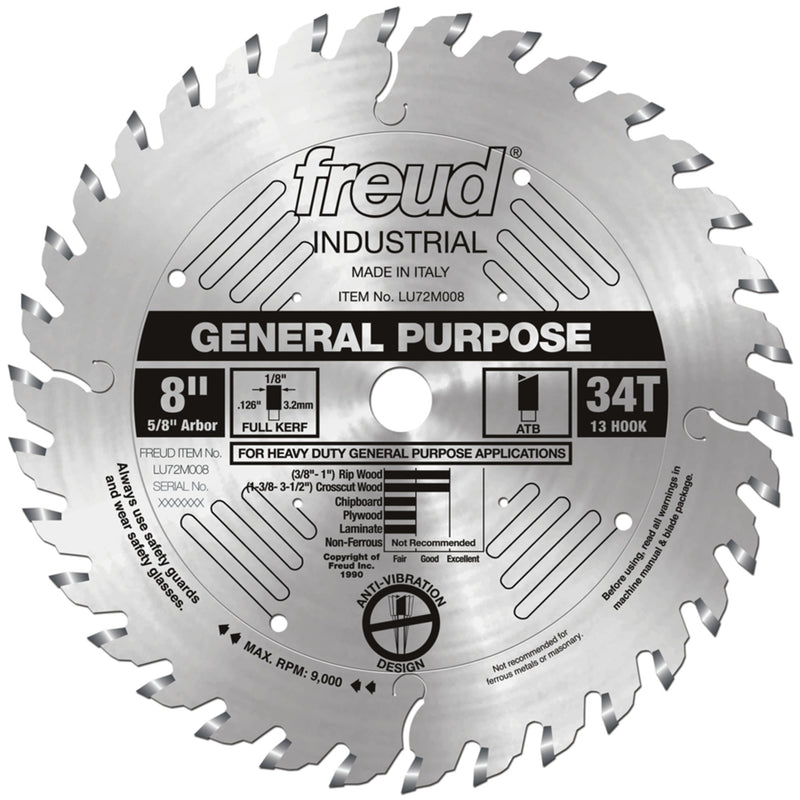 Freud 8 in. D General Purpose TiCo Hi-Density Carbide Circular Saw Blade 1 pk