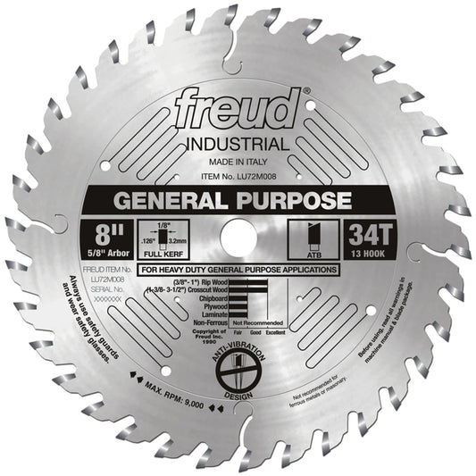 Freud 8 in. D General Purpose TiCo Hi-Density Carbide Circular Saw Blade 1 pk