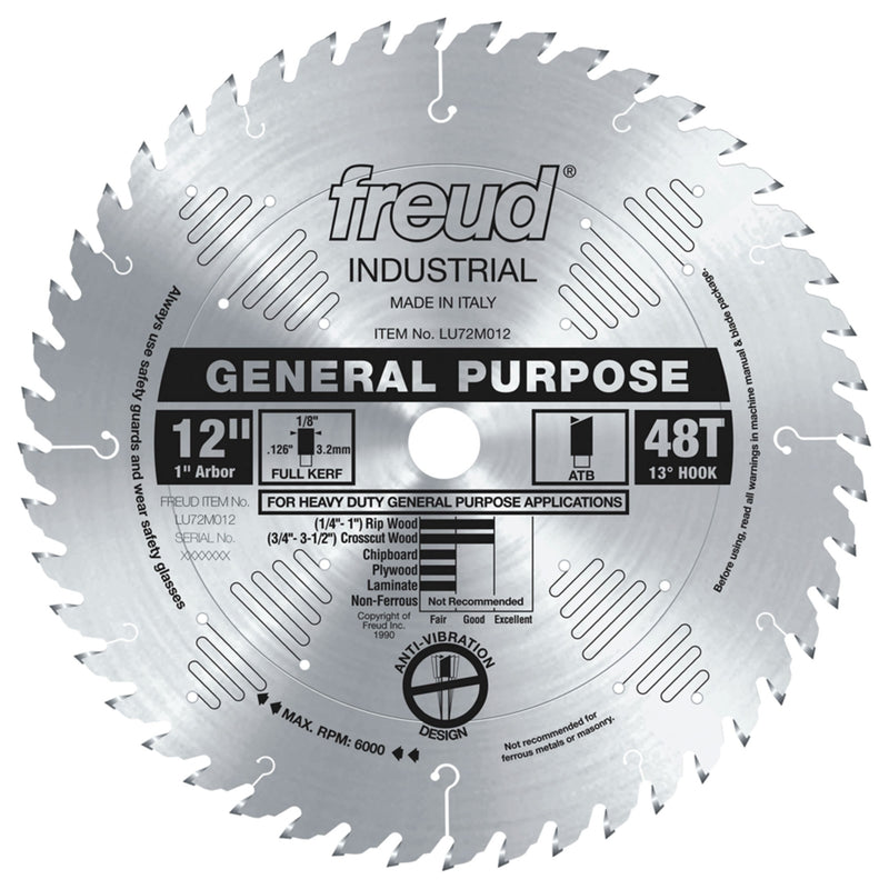 Freud 12 in. D General Purpose TiCo Hi-Density Carbide Circular Saw Blade 1 pk