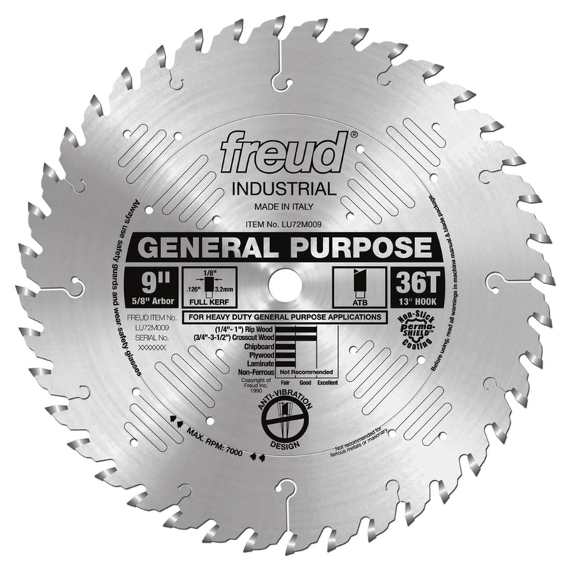 Freud 9 in. D General Purpose TiCo Hi-Density Carbide Circular Saw Blade 1 pk