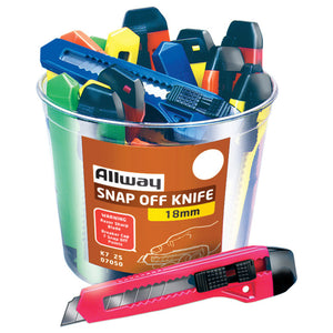 Allway 6-1/4 in. Snap-Off Utility Knife Assorted K7-25 25 pk, Case of 25