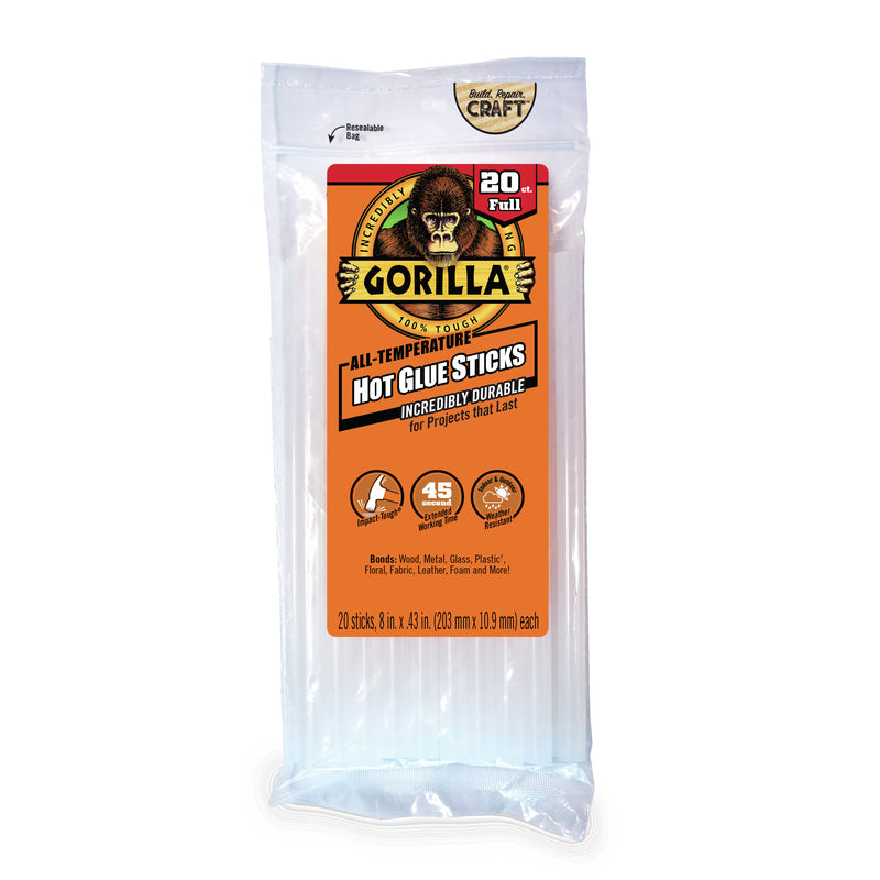 Gorilla High Strength Clear Hot Glue Sticks 20 pc