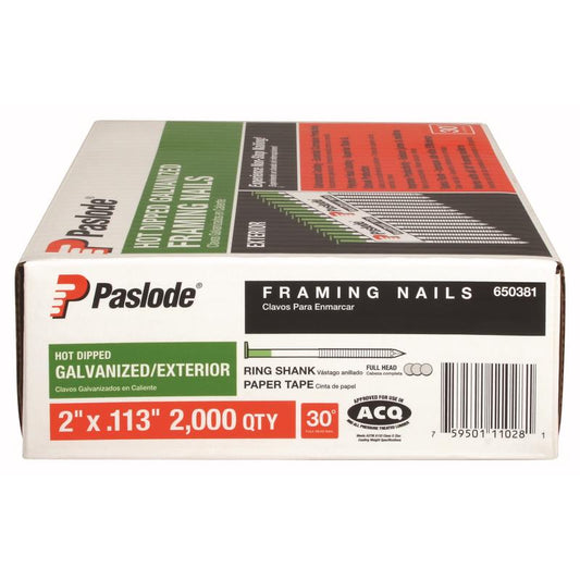 Paslode 2 in. L Angled Strip Hot-Dip Galvanized Framing Nails 30 deg 2000 pk
