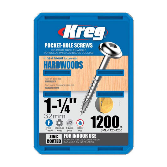 Kreg No. 7 X 1-1/4 in. L Square Zinc-Plated Fine Pocket-Hole Screw 1200 pk