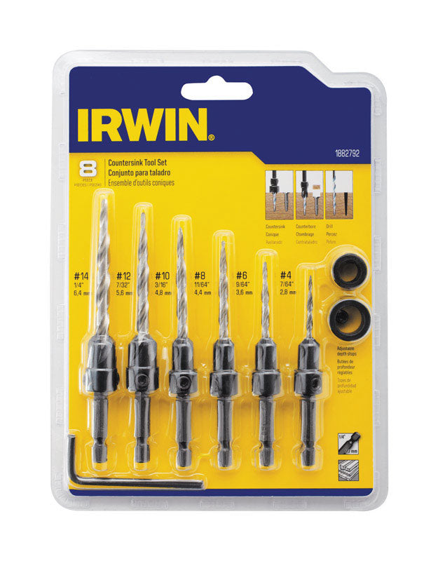 IRWIN Multi Size D X 6 in. L Steel Wood Countersink 8 pc