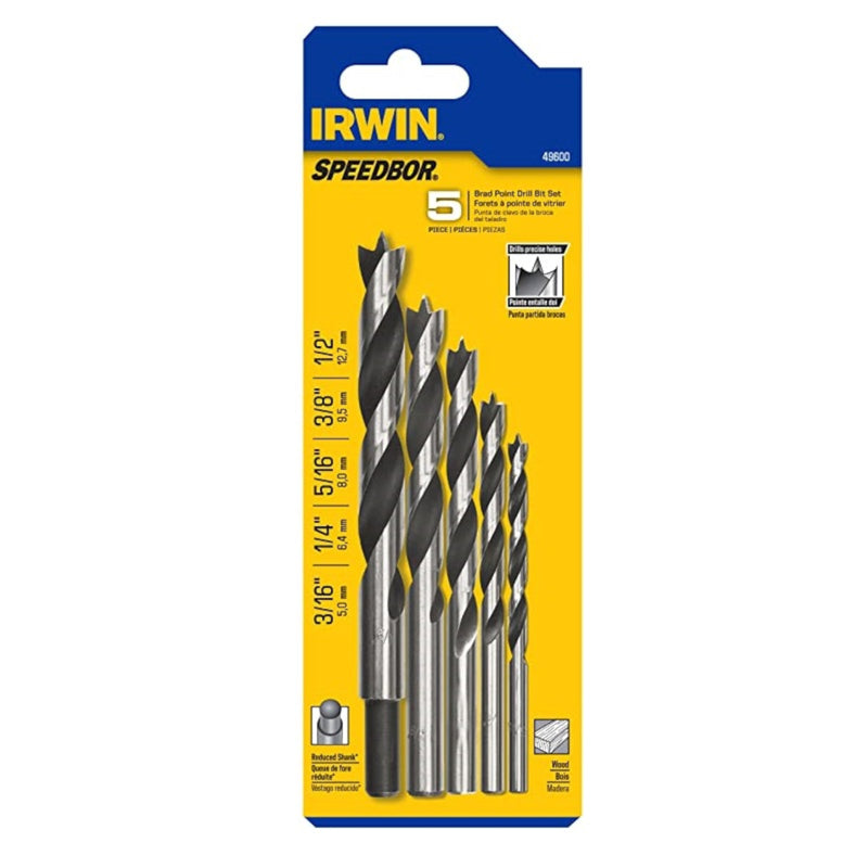 IRWIN Steel Drill Bit Set Round Shank 5 pc