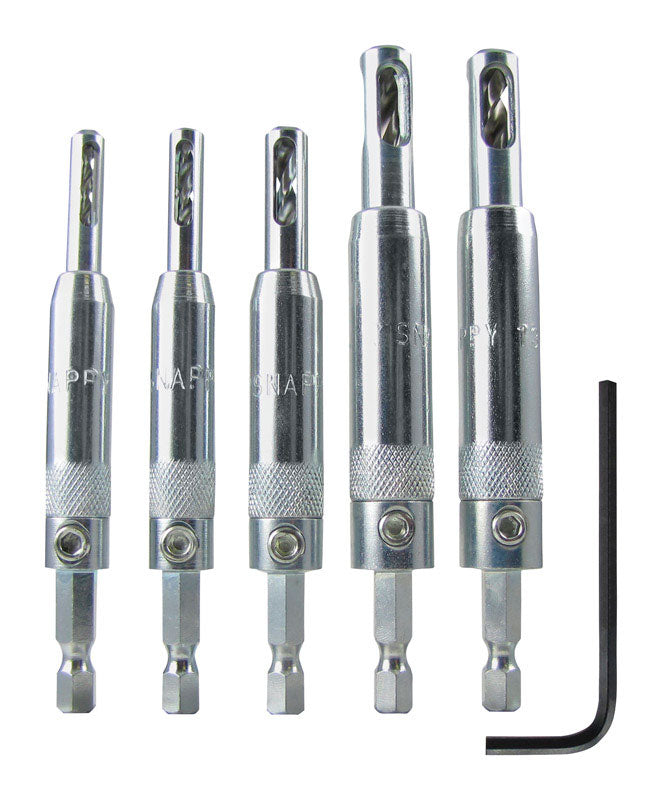 Make it Snappy 5/64, 7/64, 9/64, 11/64, 13/64 in. Steel Self Centering Hinge Bit Set 5 pc
