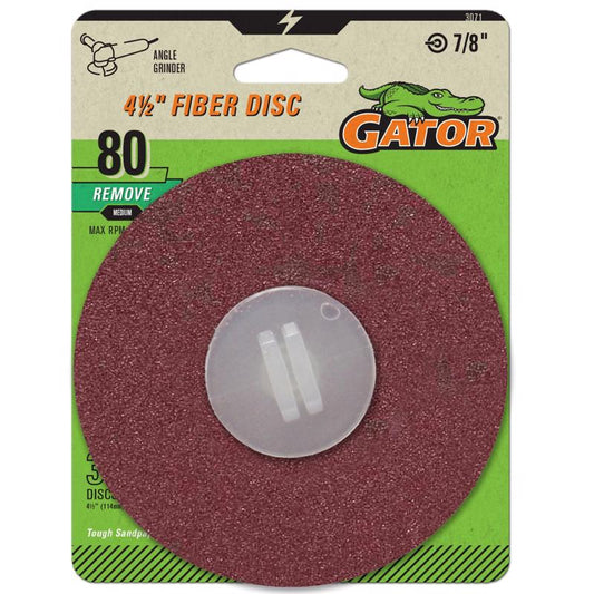Gator 4.5 in. Aluminum Oxide Center Mount Fiber Disc 80 Grit Medium 3 pk