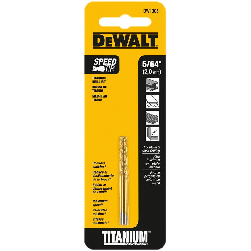 DeWalt 5/64 in. X 2 in. L High Speed Steel Split Point Drill Bit Straight Shank 2 pc