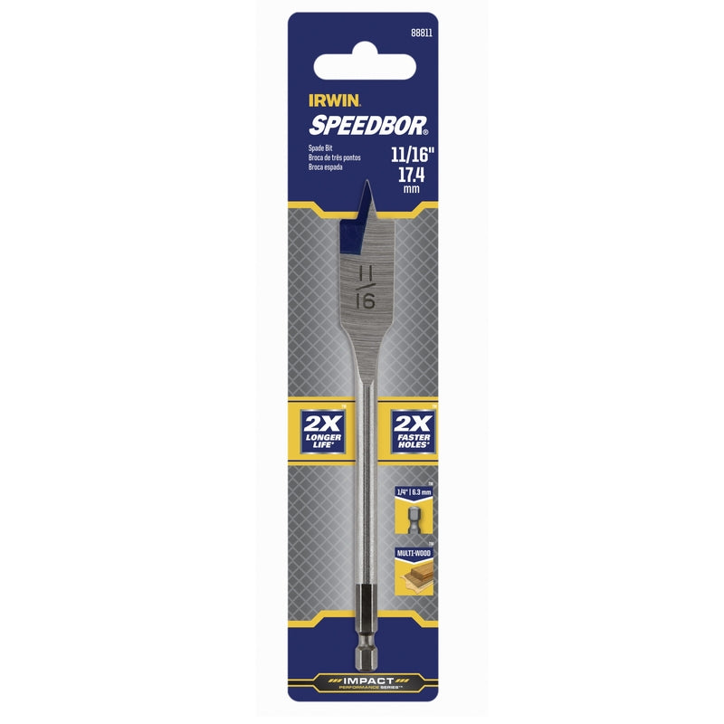 IRWIN Speedbor 11/16 in. X 6 in. L Carbon Steel Wood Boring Bit Hex Shank 1 pc