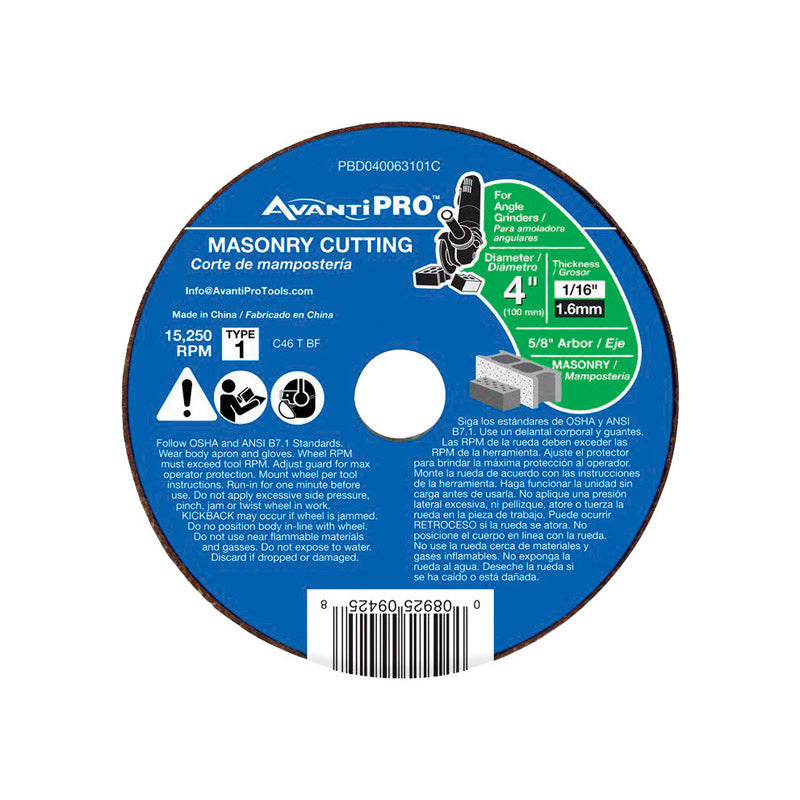 Avanti Pro 4 in. D Aluminum Oxide Masonry Cut-Off Disc