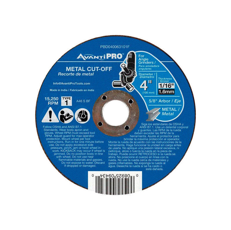 Avanti Pro 4 in. D Aluminum Oxide Metal Cut-Off Disc