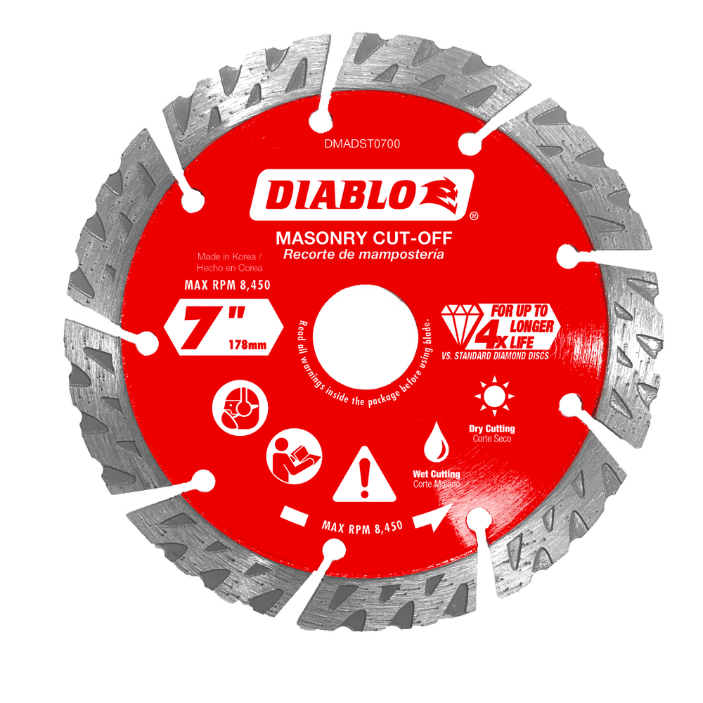 Diablo 7 in. D X 7/8 in. X .102 in. thick Diamond Segmented Turbo Masonry Cut-Off Disc