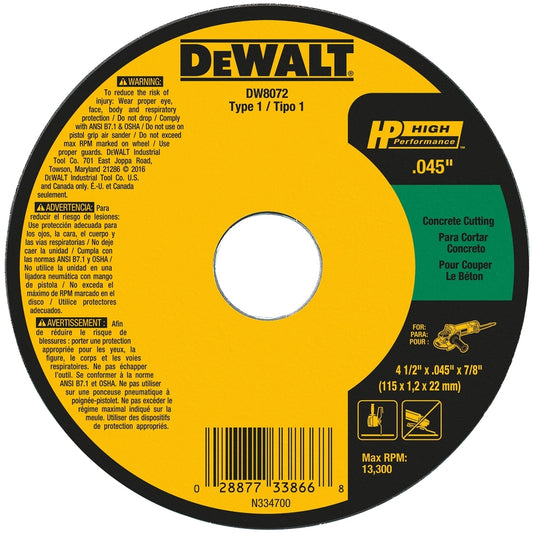 DeWalt 4-1/2 in. D X 7/8 in. X 0.045 in. thick Silicon Carbide Cut-Off Wheel 1 pc